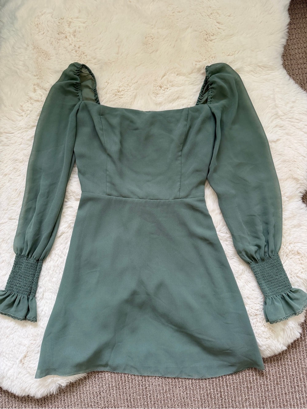 Wilfred Sage Green Long-Sleeve Mini Dress 0
